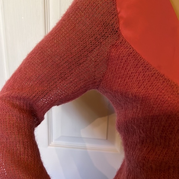 Arden B mauve satin and angora sheer everywhere but bodice dress sweater M - Picture 4 of 8